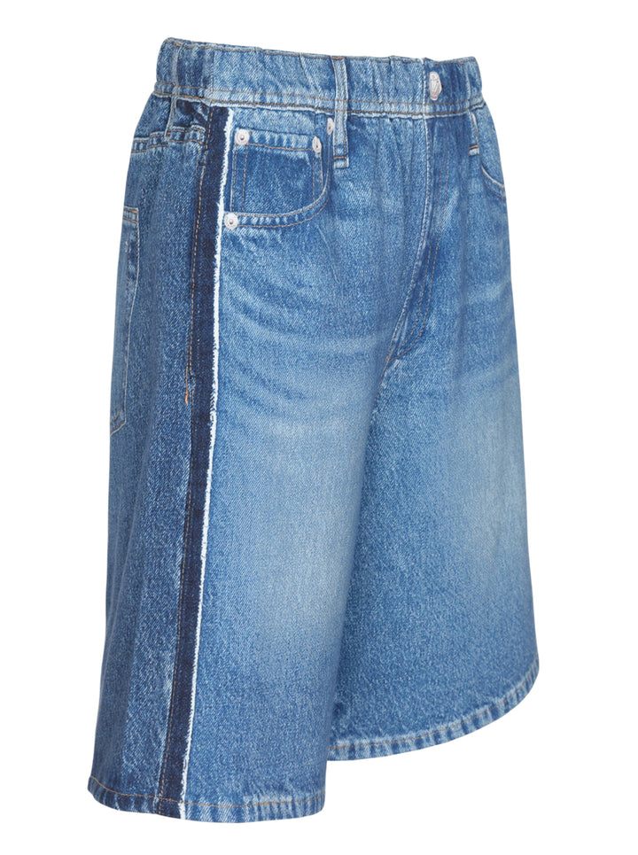 rag & bone Miramar Pull On McKenna Shorts in mid-blue washed denim with a relaxed bermuda silhouette, elasticated pull-on waistband, and five-pocket detailing - view 4