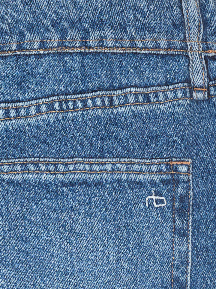 rag & bone Miramar Pull On McKenna Shorts in mid-blue washed denim with a relaxed bermuda silhouette, elasticated pull-on waistband, and five-pocket detailing - view 5