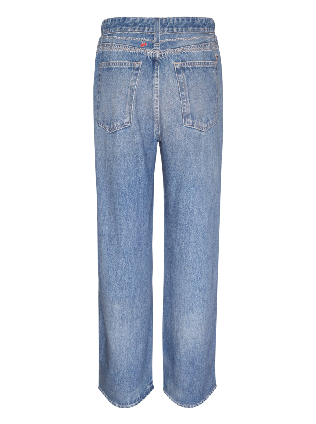 rag & bone Miramar Charm Wide Leg Jeans in mid-blue faded wash with silver chain trim along the waistband, five-pocket detailing, and a relaxed straight-leg silhouette - view 2