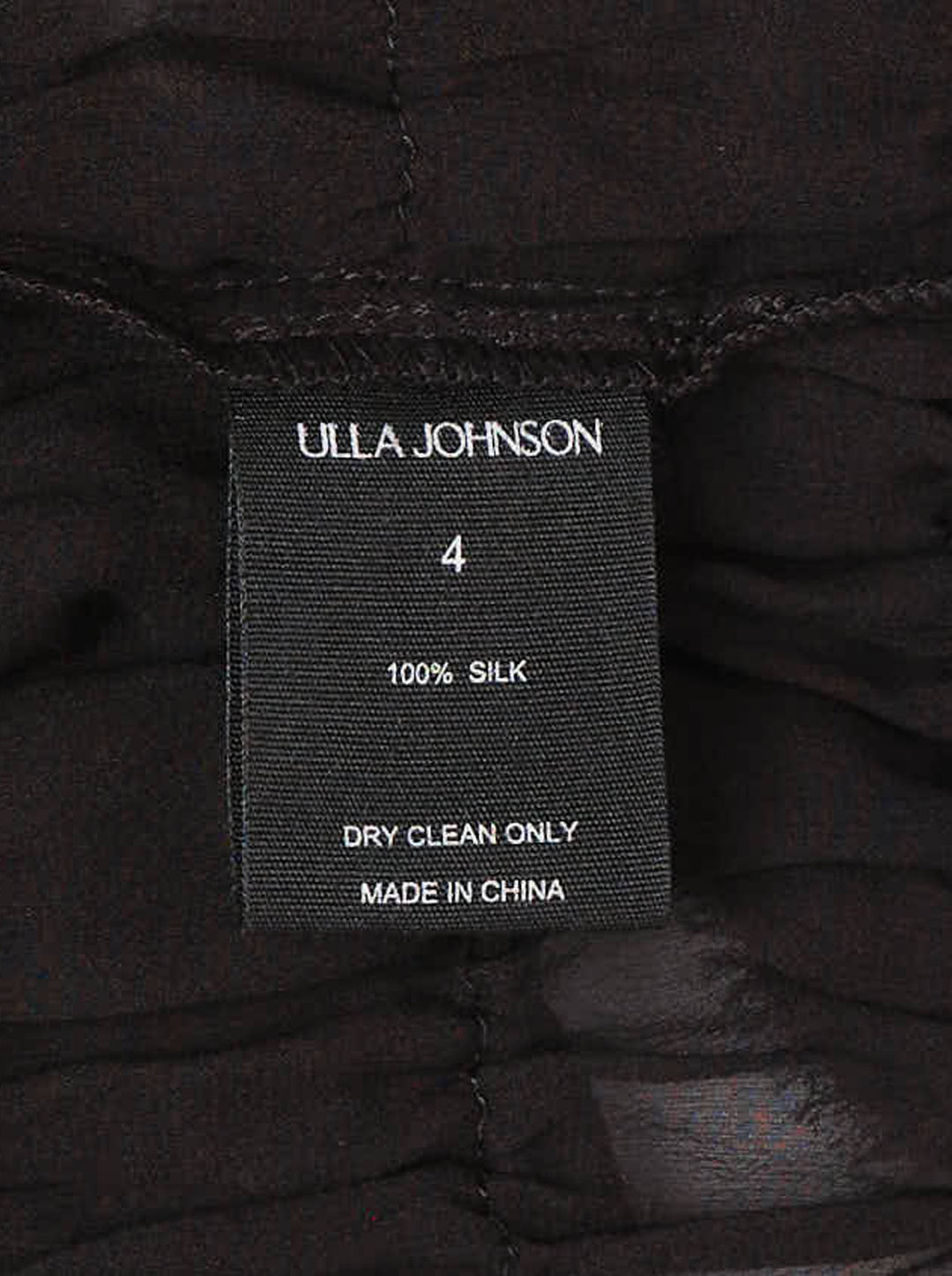 Ulla Johnson Mabel Short Sleeve Silk Top in black — sheer silk with cascading tiered ruffles, frayed collar trim, and puffed short sleeves - view 3
