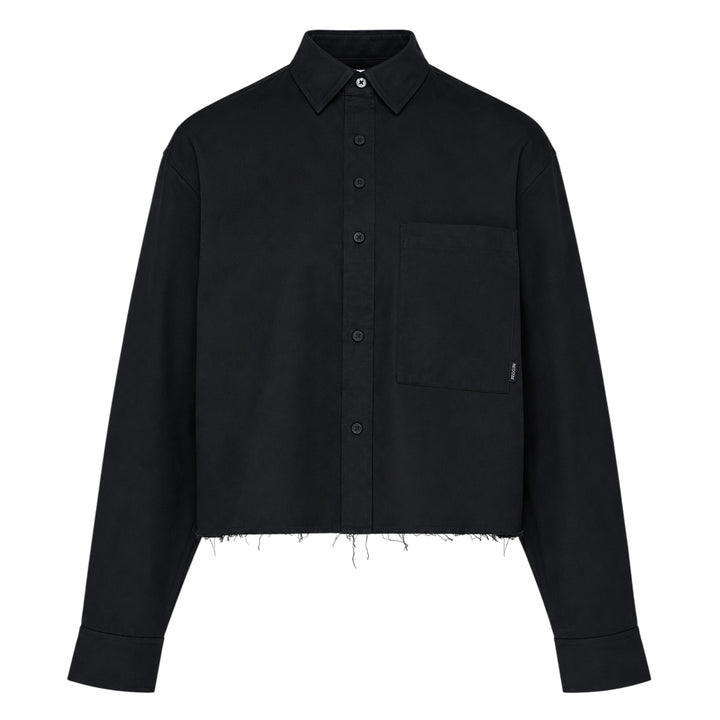 Cropped Raw Hem Button Shirt