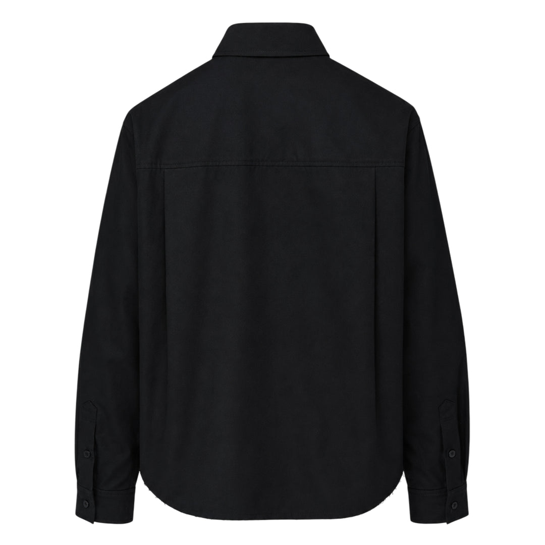 Cropped Raw Hem Button Shirt
