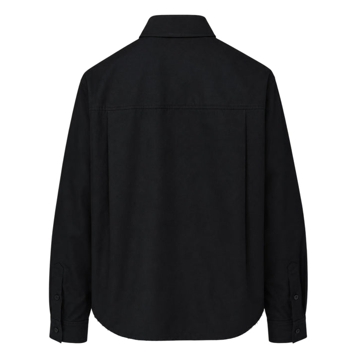 Cropped Raw Hem Button Shirt
