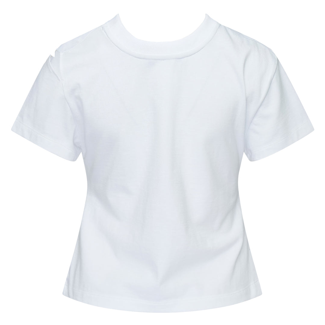 Backward Shoulder Slit Shirring Tee