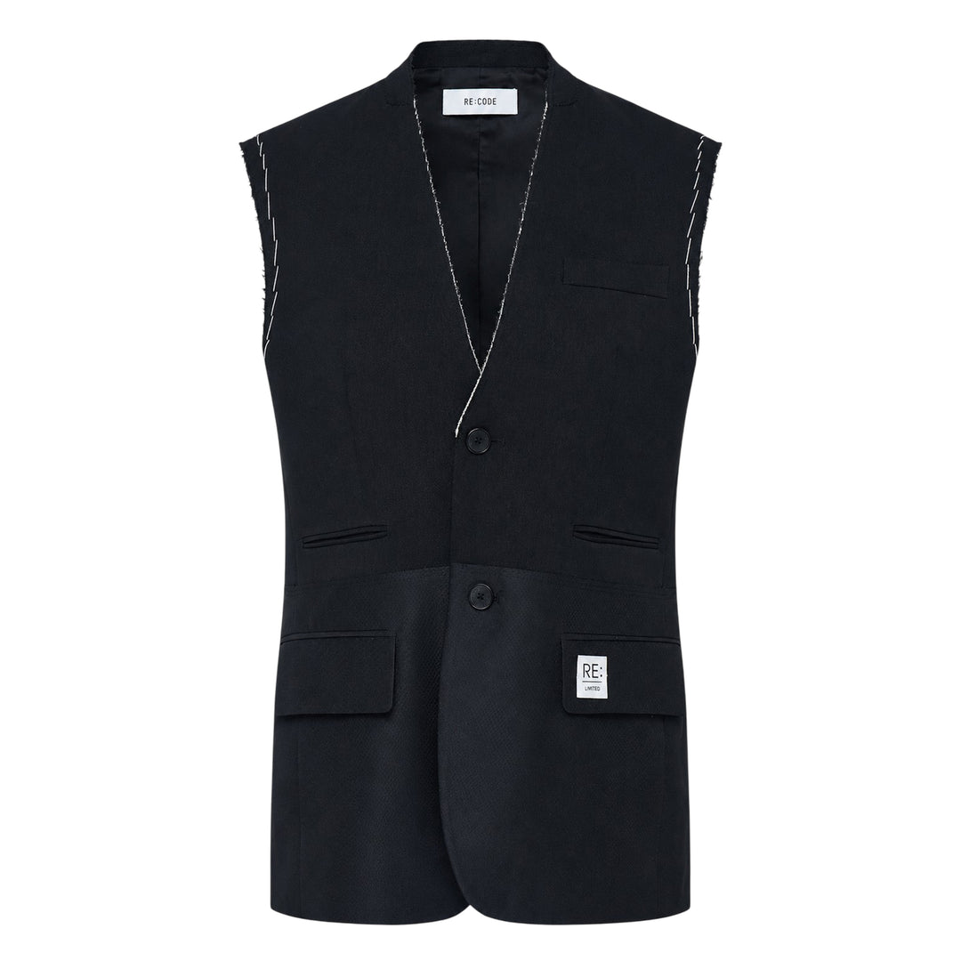 Layered Raw-Edged Vest