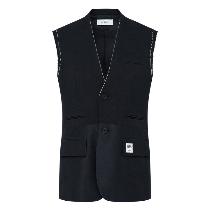 Layered Raw-Edged Vest