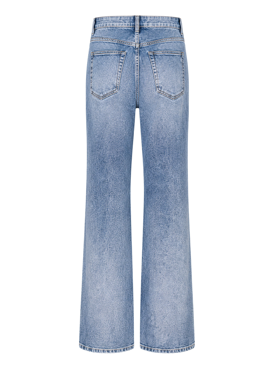 rag & bone Miramar wide leg jeans in light blue wash, shown flat with high-rise waist, five-pocket styling, and a gently flared hem - view 2