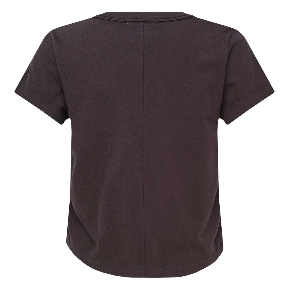 rag & bone Kelly Perfect Tee in dark espresso brown, featuring a fitted silhouette, ribbed crew neckline, and short sleeves - view 2