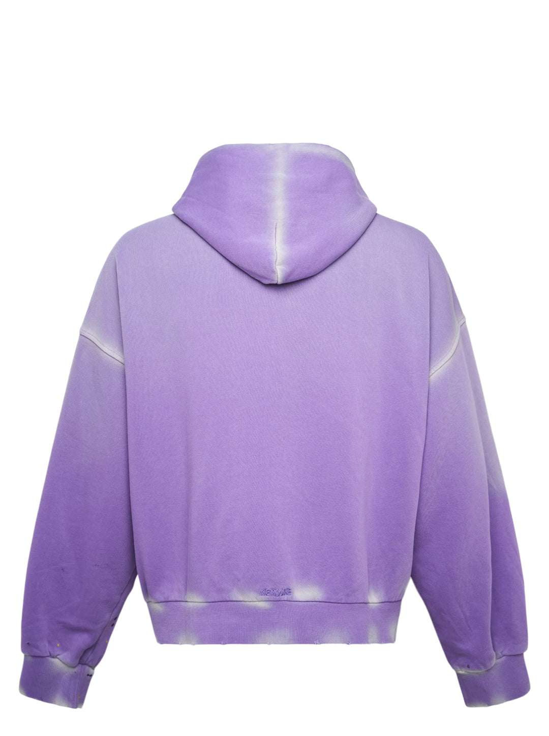 We11done Purple Anniversary Teddy Zip Hoodie with crayon-style teddy bear graphic, multicolour illustrative detailing, paint splatter, and bleach-wash distressing on an oversized silhouette - view 2