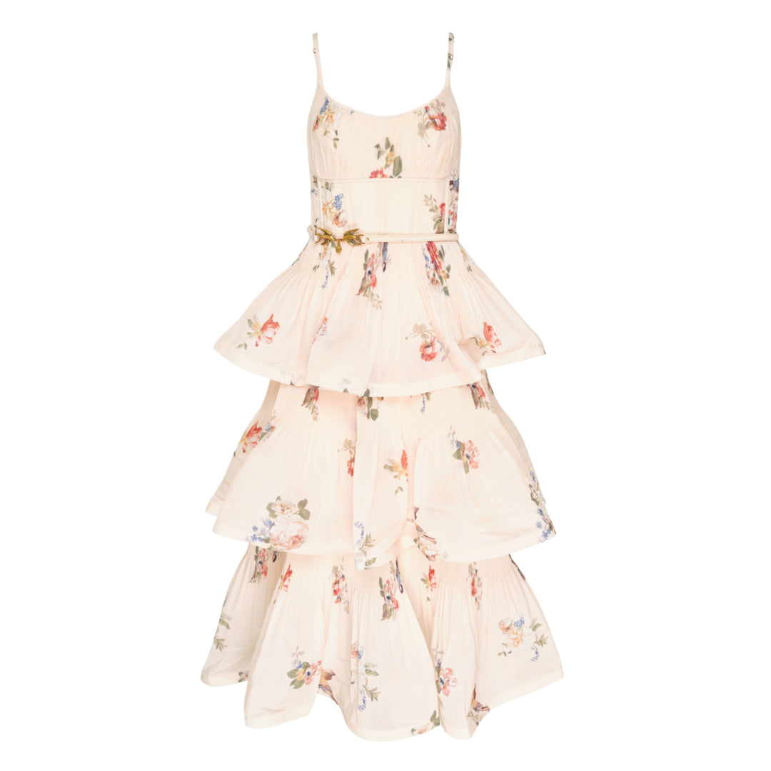 Pleated Tiered Midi Dress