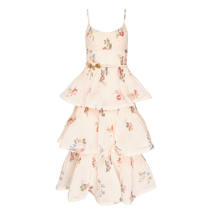 Pleated Tiered Midi Dress