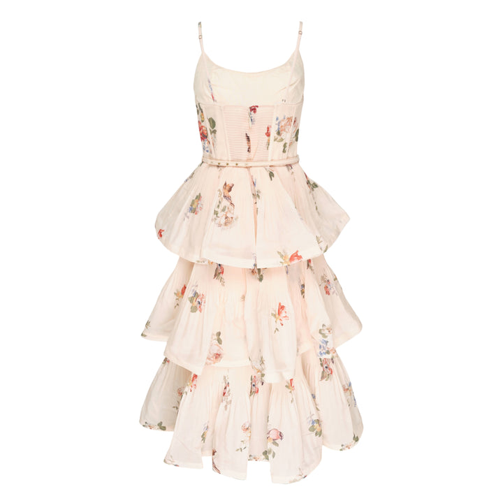 Pleated Tiered Midi Dress