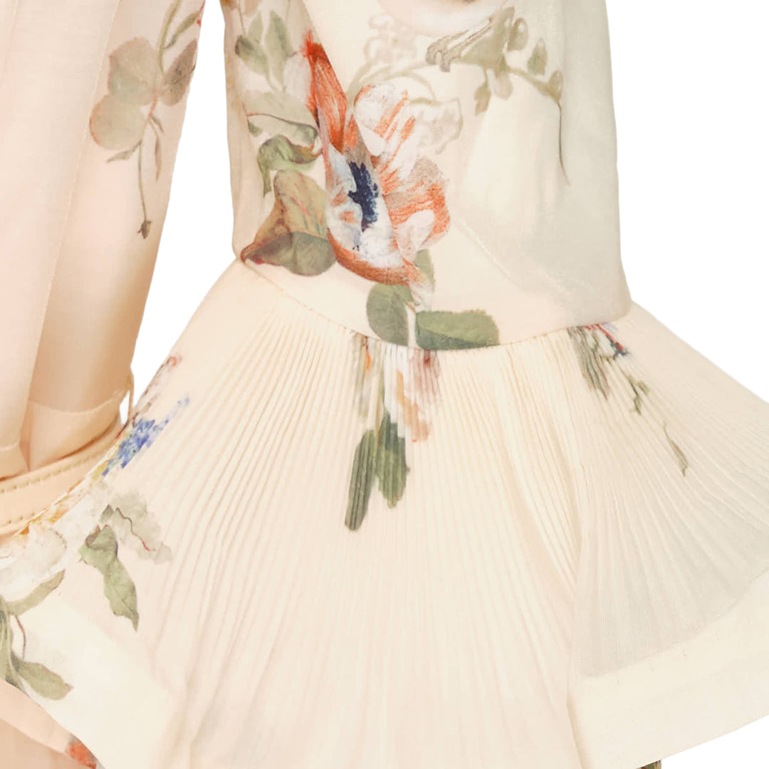 Pleated Floral Mini Dress