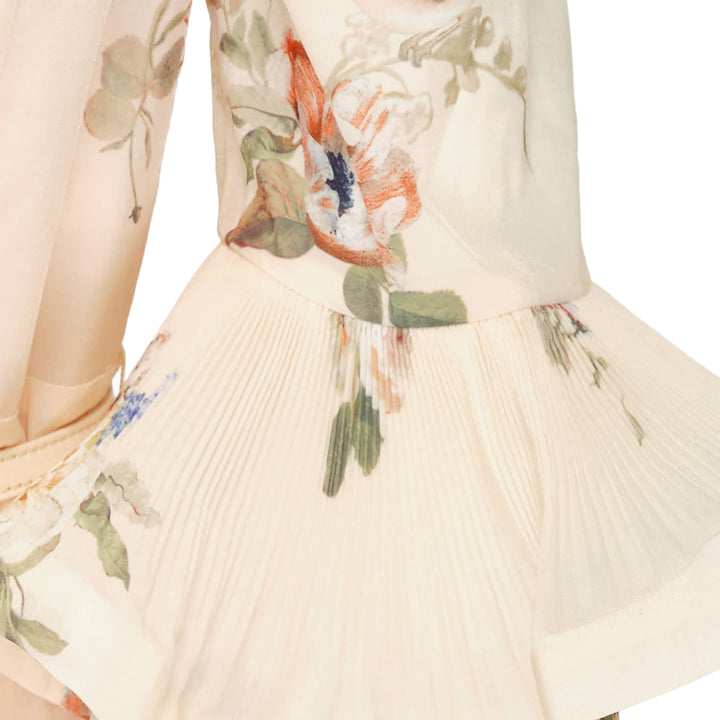 Pleated Floral Mini Dress
