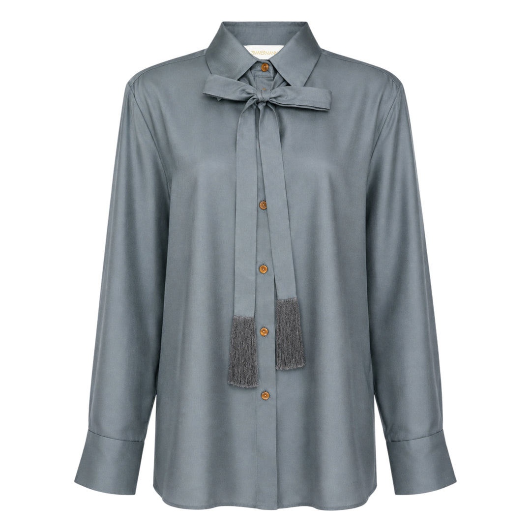 Tassel Tie Neck Blouse
