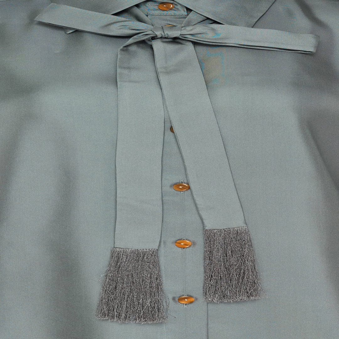 Tassel Tie Neck Blouse