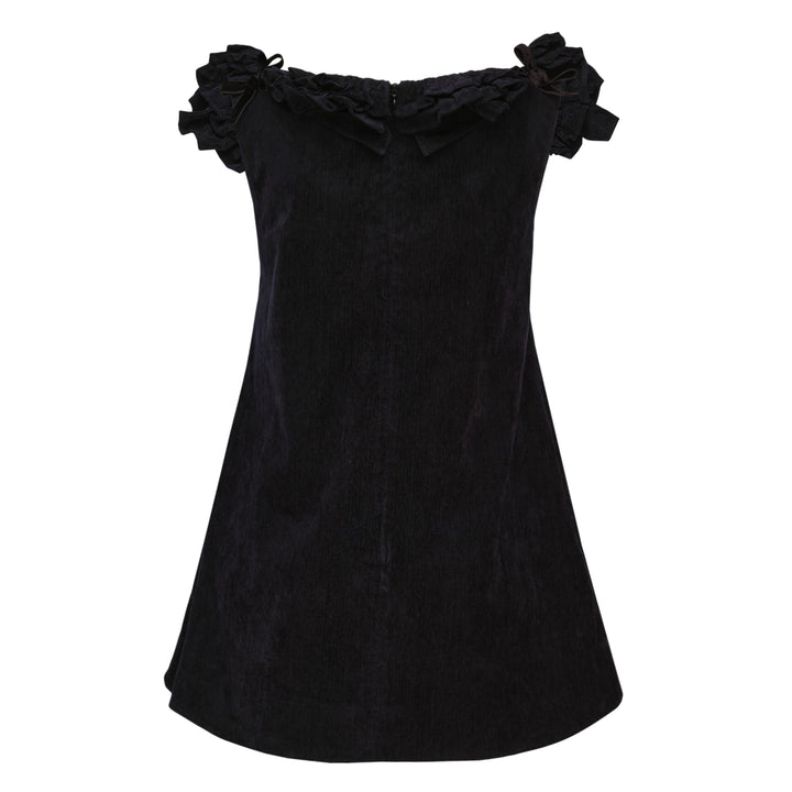 Ruffle Trim Velvet Mini Dress
