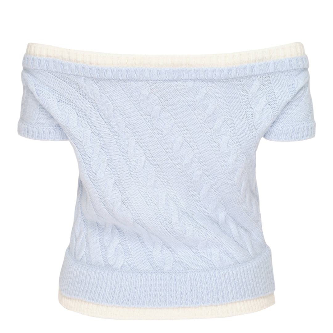 Bow Off-Shoulder Knit Crop Top