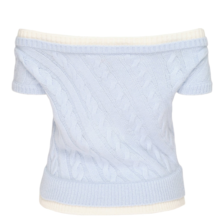 Bow Off-Shoulder Knit Crop Top