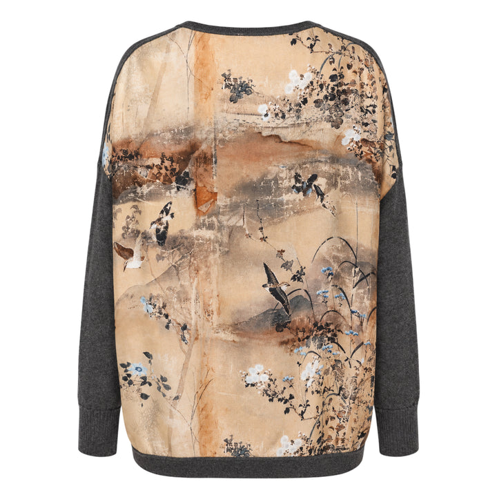 Floral Panel Wool Cardigan