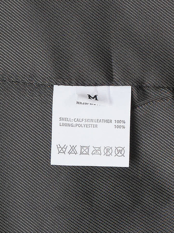 Musée RA oversized black leather bomber jacket with funnel collar, flap pockets and smocked elasticated hem, front view - view 3