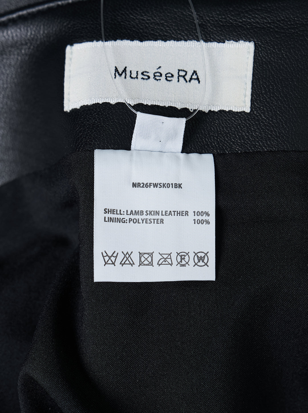 Musée RA black leather pencil skirt with patch pockets and centre front seam, shown from the front - view 3