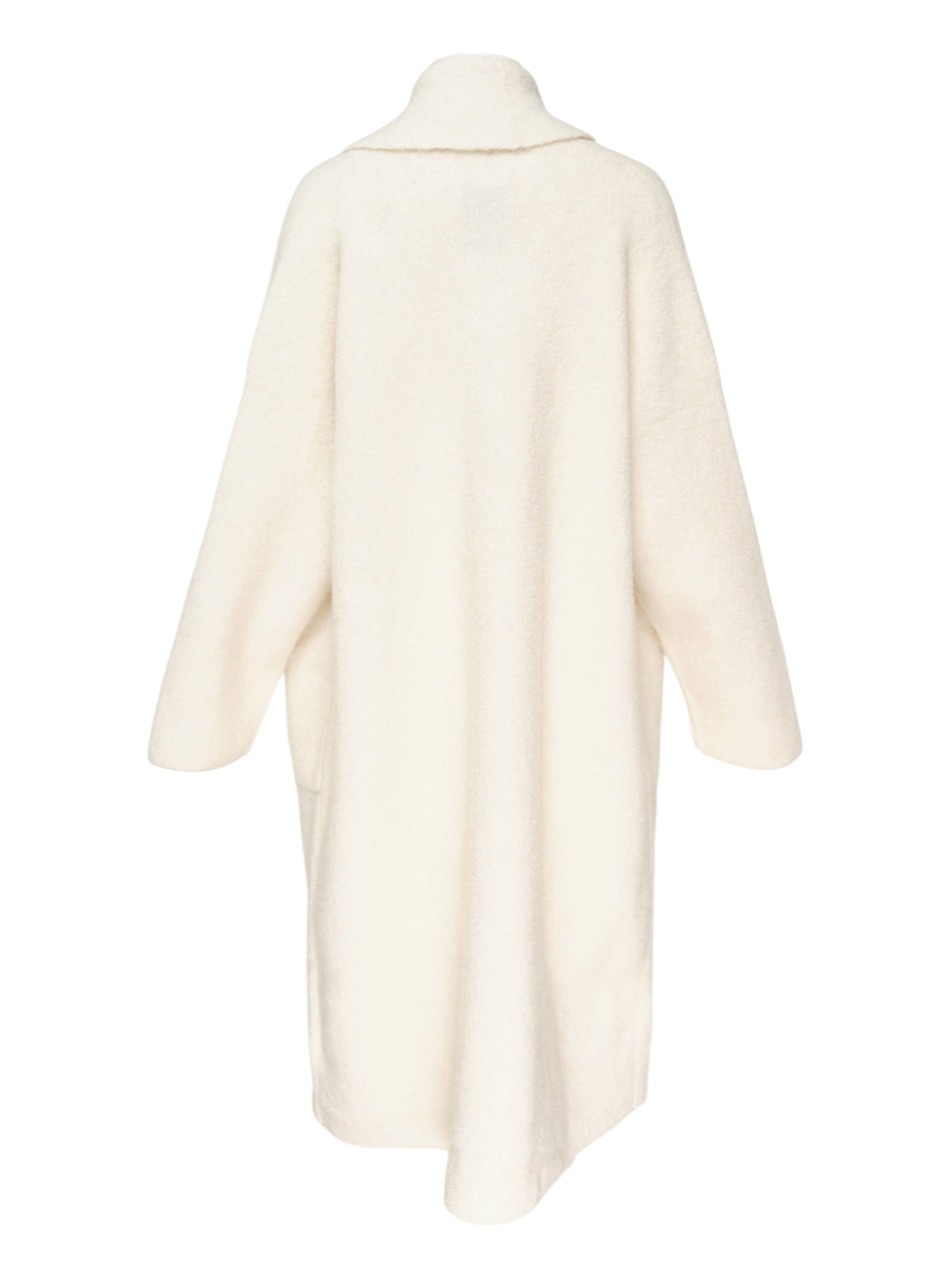Lauren Manoogian Double Face Long Coat in ivory, displayed flat with shawl collar, dropped shoulders, patch pockets, and open-front silhouette - view 2