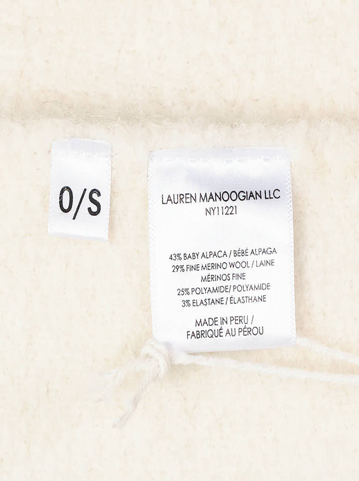 Lauren Manoogian Double Face Long Coat in ivory, displayed flat with shawl collar, dropped shoulders, patch pockets, and open-front silhouette - view 3
