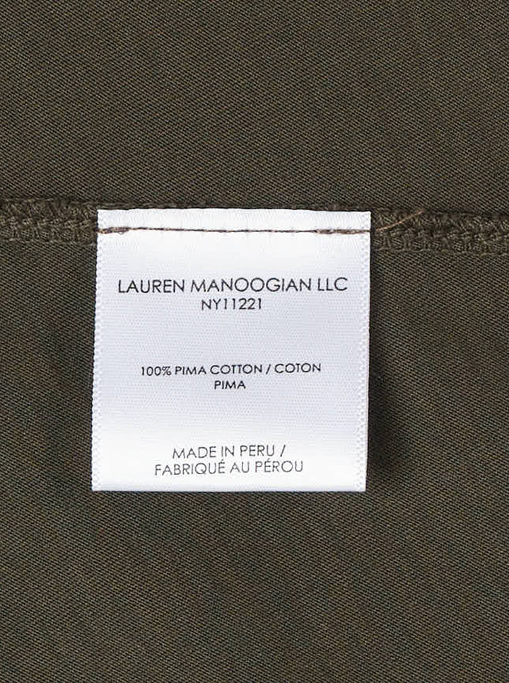 Lauren Manoogian Bias Long Sleeve Tee in washed olive-brown jersey with crewneck and dropped shoulders, front view - view 3
