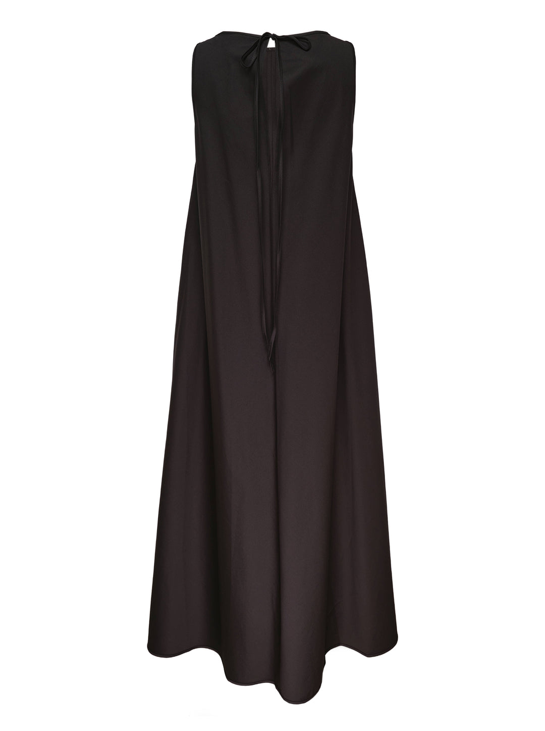 Lee Mathews Balfour A-Line sleeveless maxi dress in black, shown from the back, with a structured fitted bodice and dramatically flared voluminous skirt - view 2