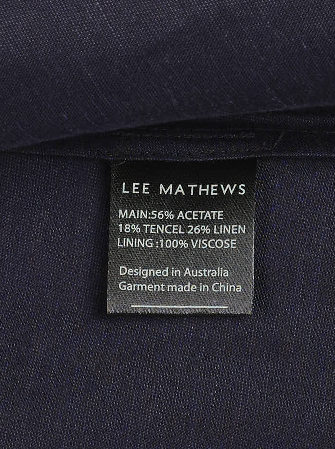 Lee Mathews Powell Short Sleeve Shirt in navy, featuring press-stud closure, turned-back cuffs, pointed collar, and a tonal chest pocket - view 3