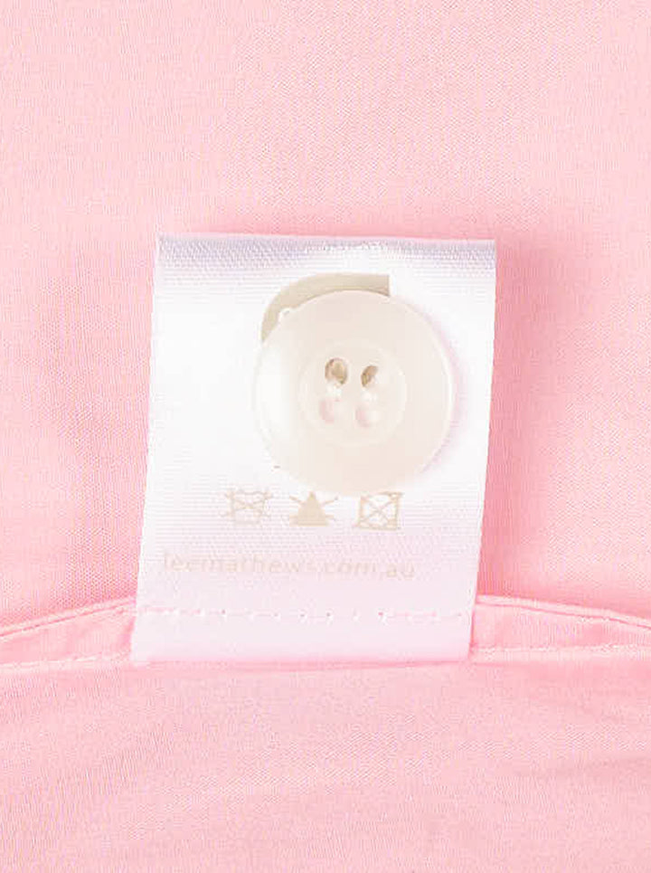 Lee Mathews Nina Long Sleeve Shirt in blush pink, featuring a cascading ruffle jabot along the button placket, point collar, mother-of-pearl buttons, and double-button cuffs - view 4