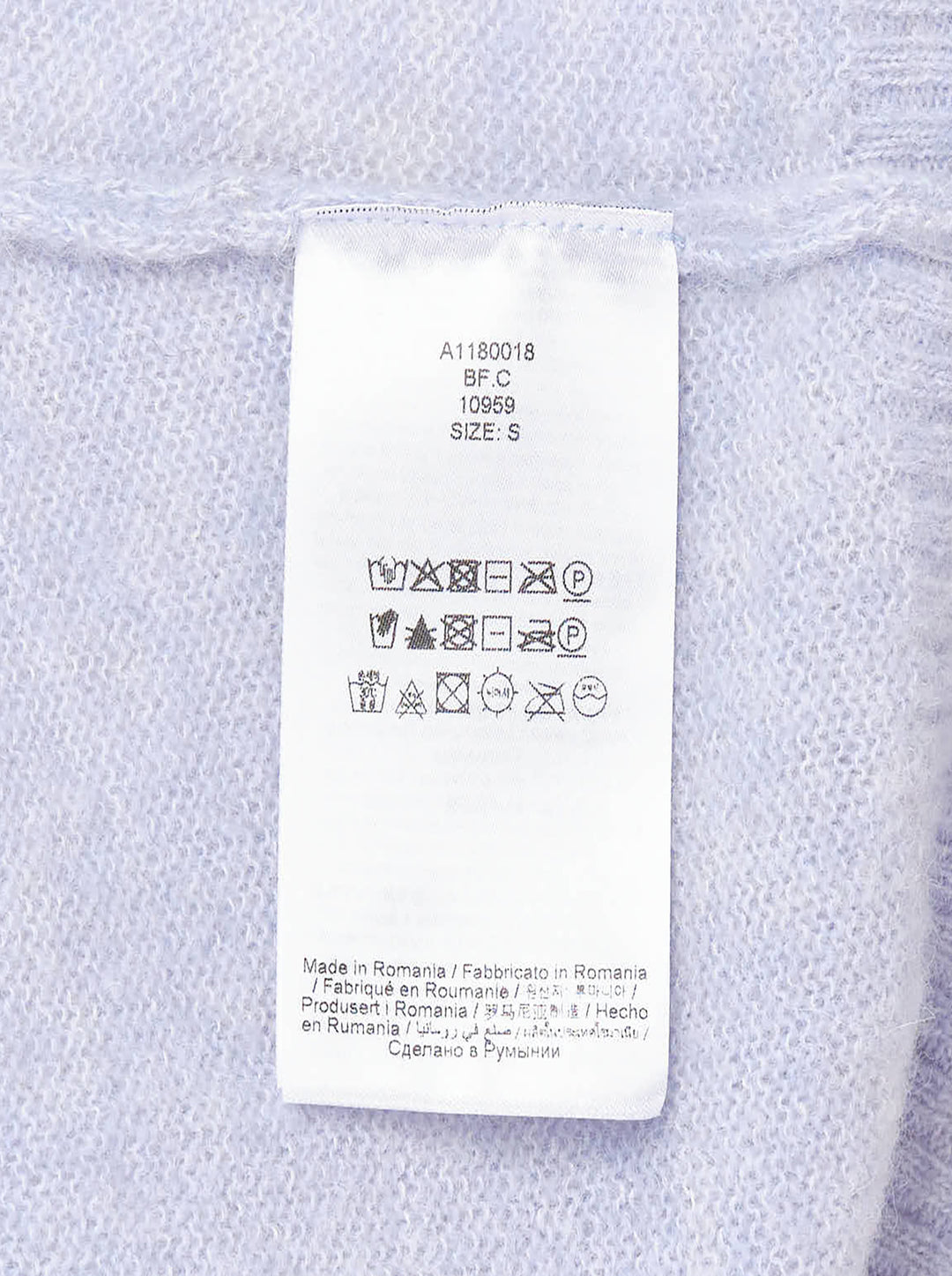 Ganni Brushed Alpaca Teddy Vest in pale lavender with intarsia teddy bear and rock-style logo graphic on the front - view 3