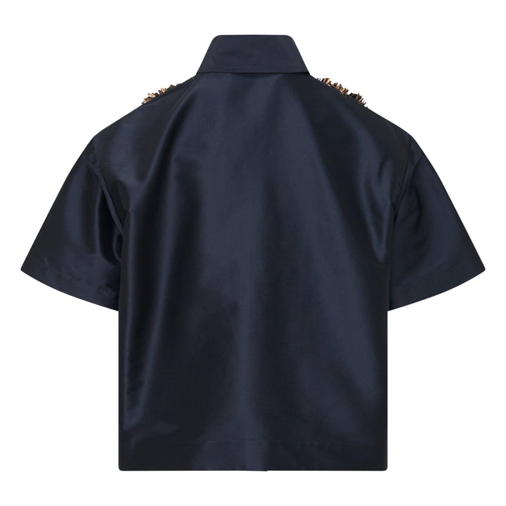 Taffeta Short Sleeve Embellished Shirt
