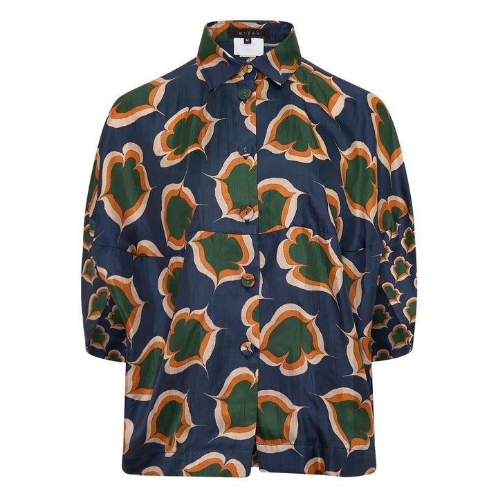 Silk Print Cape Blouse