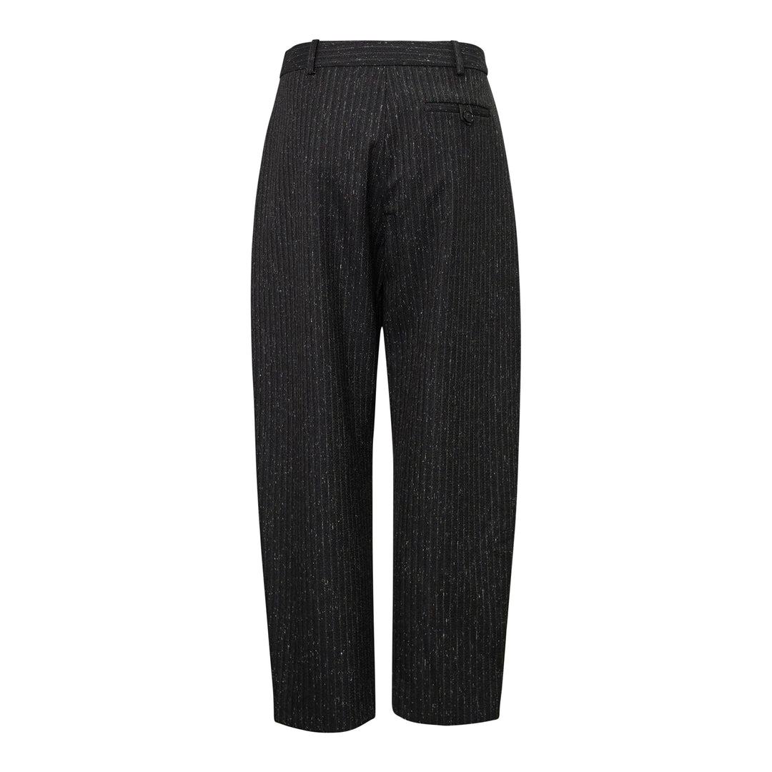 Stella McCartney Balloon Tapered Cropped Pants in dark metallic pinstripe, featuring a high waist, forward pleats, and a sculpted balloon silhouette tapering to a cropped hem - view 2