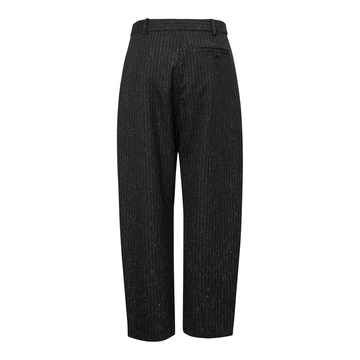 Stella McCartney Balloon Tapered Cropped Pants in dark metallic pinstripe, featuring a high waist, forward pleats, and a sculpted balloon silhouette tapering to a cropped hem - view 2