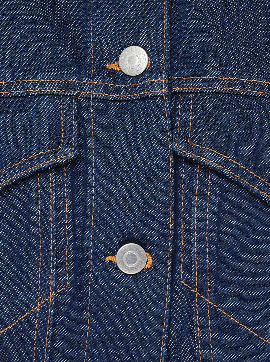 Stella McCartney peplum denim jacket in dark indigo with flared hem, chest flap pockets, silver buttons and contrast stitching - view 3