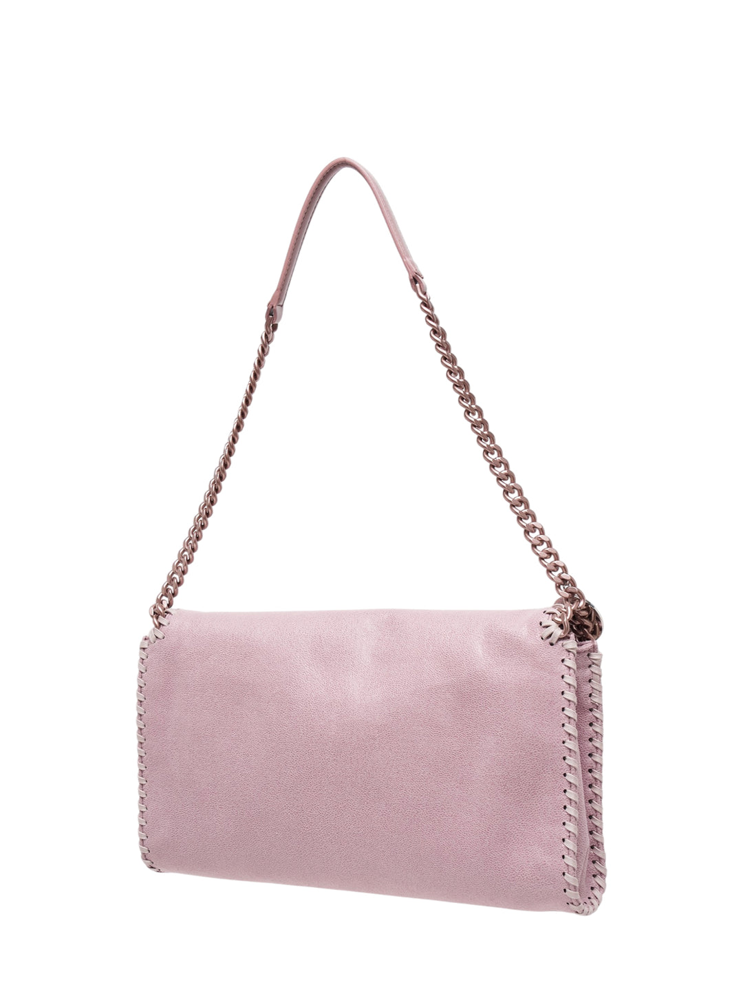 Stella McCartney Falabella Flap Bag in blush pink Eco Shaggy with chain trim, chain shoulder strap and round logo charm - view 2