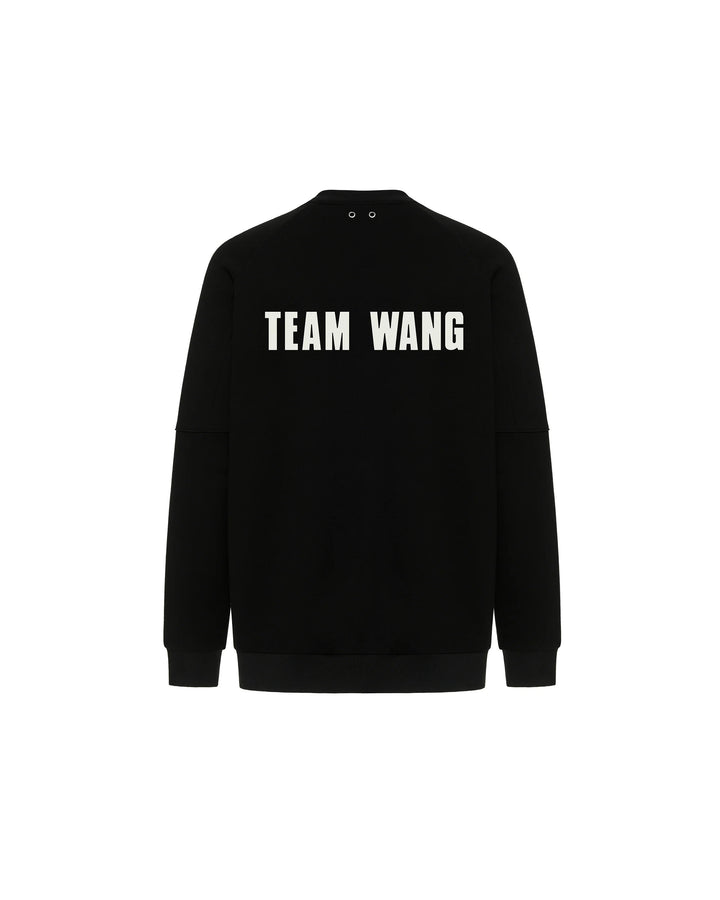Team Wang Design The Original 1 black crew-neck sweatshirt with raglan sleeves, ribbed trims and a small white logo on the chest - view 2