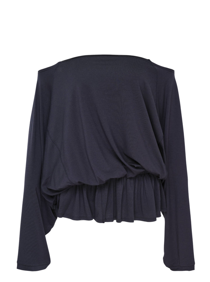 GLOWNY Sway Shirring Long Sleeve Blouse