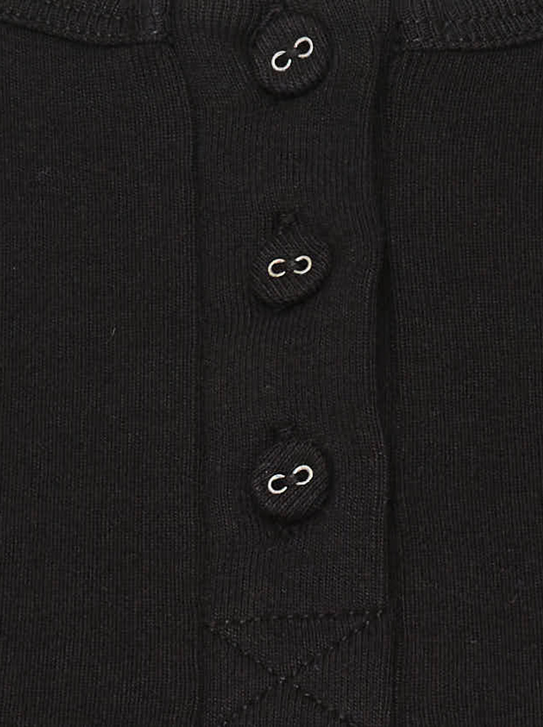 Glowny Long Sleeve Button Tee in black, featuring a short tonal button placket at the neckline, ribbed round collar, and a fitted jersey silhouette with woven brand label at the hem - view 4