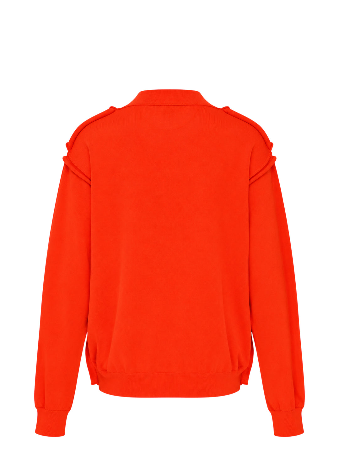 Sofie D'Hoore long sleeve crew neck sweater in vivid red-orange with knotted shoulder detailing and ribbed cuffs and hem - view 2