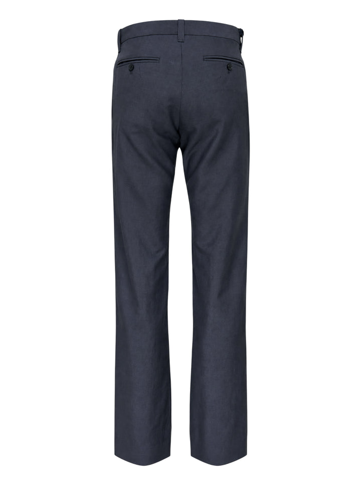 Prada light mohair trousers in dark charcoal navy with straight leg, belt loops and concealed fly, shown from the front - view 2