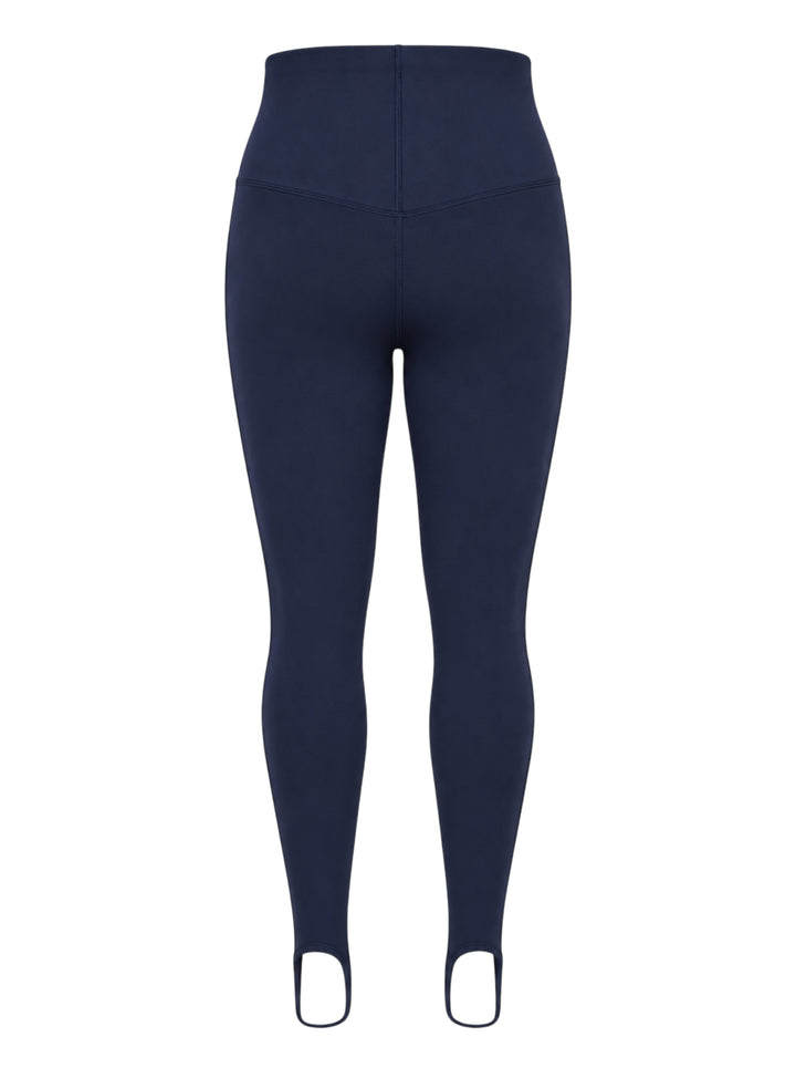 Navy high-waisted stirrup leggings from Nike x Jacquemus with a contoured waistband, shown from the front - view 2