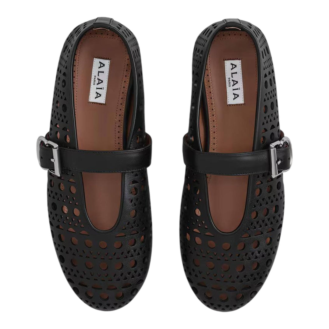 Club21 - ALAIA - Ballerinas Perforated Goatskin - FLAT SHOES - Black