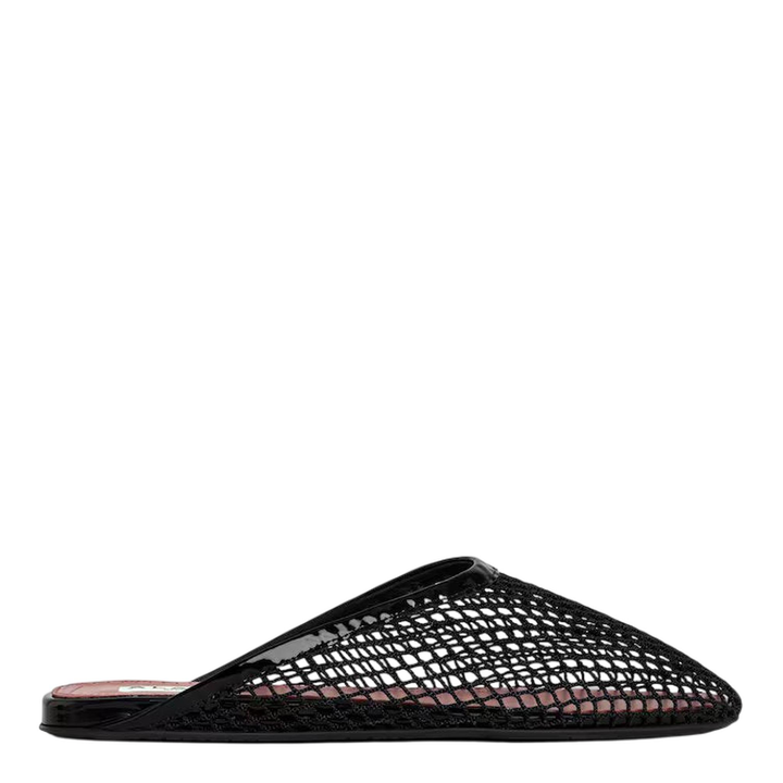 Flat Mules Mesh Patent Leather