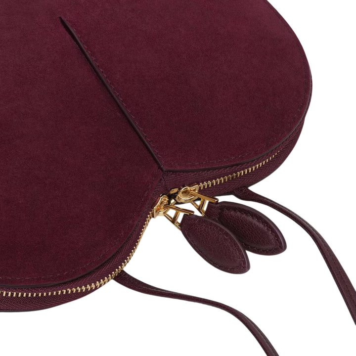 Club21 - ALAIA - Le Coeur Suede Goatskin And Shiny Goatskin Leather - CROSS BODY - Burgundy