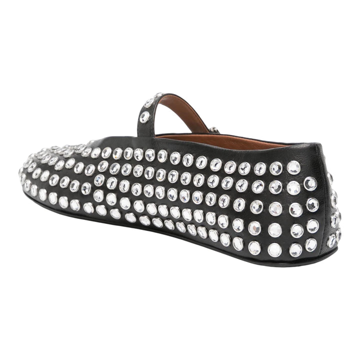 Club21 - ALAIA - Strass Lambskin Ballet Flats - FLAT SANDALS - Black
