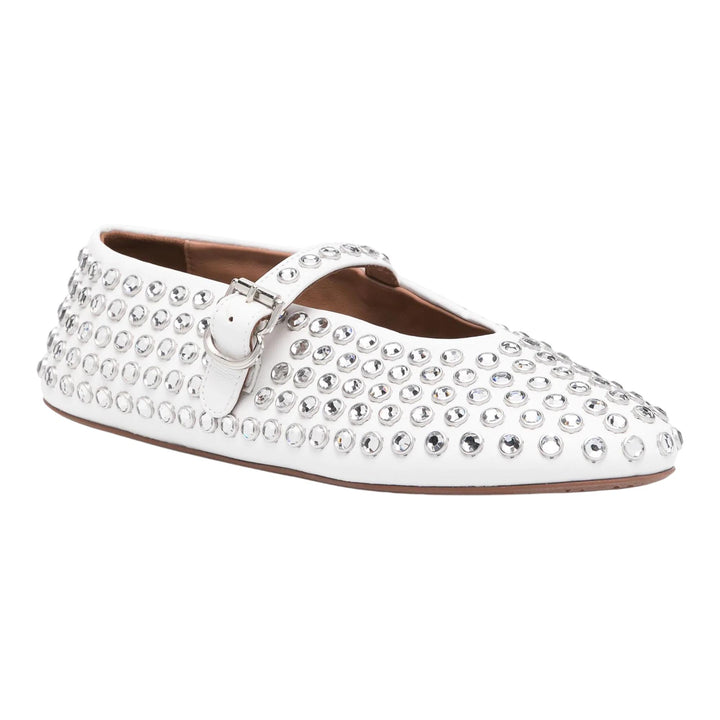 Club21 - ALAIA - Strass Lambskin Ballet Flats - FLAT SANDALS - White